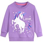 DHASIUE Baby Girls Unicorn Sweatshirt Jumper T-Shirt Cute Long Sleeved Tops Casual Cotton Tee Shirts Kids Toddler Clothes Age 1-2 Years