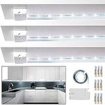 Luminoodle Click AA Battery Powered LED Push Lights - 3-Pack - for Kitchen, Closet, Pantry, Shelf Lighting - 36in. Wireless Stick Anywhere Adhesive String Tap Lights - Daylight White (5000K)