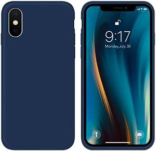 OuXul iPhone Xs Max Case - Liquid Silicone Phone 10 Pro Max Case, Full Body Slim Soft Microfiber Lining Protective iPhone Xs Max Case for Men/Women 6.5 Inch (Navy Blue)