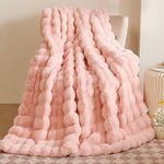 GKXLH Blanket Plush Fluffy Blanket - Super Soft Blankets Fuzzy Throw Blanket for Bed, Cozy Sofa Throw, Rabbit Faux Fur Blankets and Throws Warm Lightweight Throws for Bed Couch Sofa (100x160, Pink)