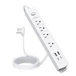 TROND Power Bar Surge Protector with 2 USB C, ETL Listed, Ultra-Thin Flat Plug Extension Cord, 4 Multi Plug Outlets 4 USB, 5ft Slim Desk Power Strip, Wall Mount, University Dorm Room Travel Essentials