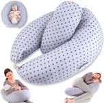 Chilling Home 2-in-1 Pregnancy Pillow, Breastfeeding Pillow Nursing Pillow XXL Maternity Pillow, Pregnancy Pillow for Sleeping with 100% Cotton Cover, Washable Baby Feeding Pillow(Blue)