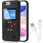 Game Console Case for iPhone,Dikkar Retro Protective Cover Self-Powered Case with 36 Small Games,Full Color Display,Video Game Case for iPhone 6/6s/7/8 (Black)