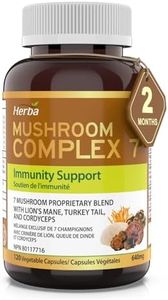 Herba Mushroom Complex with Lions Mane Supplement – 7 Mushroom Blend with Reishi, Chaga, Cordyceps, Turkey Tail, Maitake, Shiitake, and Lion’s Mane | Immune Support Supplement | 120 Vegetable Capsules | Made in Canada