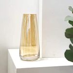 Clovefry Decorative Glass Vase for Flowers Plants, Home Decor Office Living Table Decoration,Vases for Home Decor, Luster Glass Vase,Modern Glass Vase - (Crystal Amber, Approx 9 Inches Height)