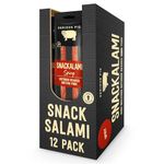 SERIOUS PIG - Salami Pub Snacks, Keto Snack, High Protein, Meaty, Made with Outdoor Reared British Pork, Savoury Salami Sticks (Snackalami) (Spicy) (12 Pack)