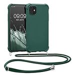 kwmobile Crossbody Case Compatible with Apple iPhone 11 Case - TPU Silicone Cover with Strap - Dark Green