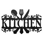 Kitchen Metal Sign, Black Metal Wall Decor, Rustic Metal Kitchen Decor Sign, Cutout Sign, Kitchen Metal Word Wall Art, Country Farmhouse Decorations for Home, Kitchen, Dining Room (14 x 8 Inches)