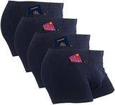 LUEXBOX Pocket Underwear for Men with Secret Hidden Pocket, Travel Boxer Brief, 4 Packs (Dark Blue), Dark Blue, X-Large