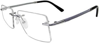 Circleperson Rimless Pure Titanium Eyeglasses frame Square Light Weight (Silver, Clear/Demo lens), Silver, 54-18-140