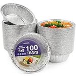 MATANA - 100 5" Round Reusable Baking Foil Tray Pie Dish Tray Containers for Small Tarts and Cakes - 13cm/320ml