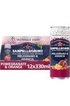 San Pellegrino Italian Sparkling Drinks Tastefully Light Sparkling Pomegranate & Orange Canned Soft Drink 12 x 330ml | 68 kCals per Can