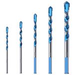 HIPX Multi Material Drill Bits Set for Ceramic Porcelain Granite Marble Concrete Glass Brick Cement Tile Plastic Wood, Multi Construction Masonry Shockproof Hammer Carbide Bit Tip, 4-10mm Box of 5