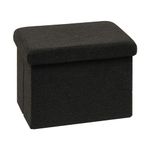 B FSOBEIIALEO Storage Ottoman Cube Small Ottomans Stool Foot Rest, Foldable Portable Foot Rest Short Children Sofa Stool, Faux Teddy Fur, Black 16.5"x12.6"x12.6"