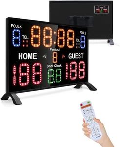 LUCKY TIME Electronic Basketball Scoreboard with 14/24 Seconds Shot Clock | Synchronized Front & Rear Displays,Two Custom Preset Shot Clock Timer from 0-99 Seconds,Dual Power Options,for Indoor/Outdoor