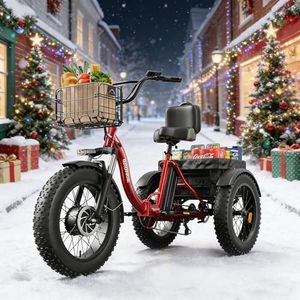 Electric Tricycle for Adults 960W Peak, 36V 13.5AH Battery Ebike 50 Miles Range with Large Rear Basket, Electric Trike 20"*4" Fat Tire, Max 20MPH 3 Wheel Folding Electric Trike for Adults(Lava)