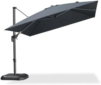 PURPLE LEAF 10 Feet Patio Umbrella Outdoor Cantilever Square Umbrella Aluminum Offset Umbrella with 360-degree Rotation for Garden Deck Pool Patio, Grey