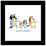 Gallery Pops Bluey - Dance Mode Wall Art, Black Framed Version, 12" x 12"