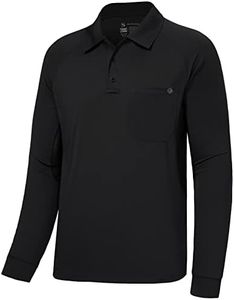 Lightbare Men’s Performance Polo Shirt Moisture Wicking Quick Dry Tactical Pique Shirts Hiking Fishing Golf UPF 50 Charcoal Grey