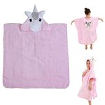 Myqiqi Kids Hooded Bath Towels Large Cotton and Super Soft Cartoon Beach Towel for Kids Toddler (3-8 Years Old) (Pink unicorn)