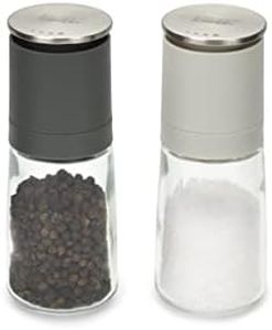 Joseph Joseph Duo Manual Salt and Pepper Mill Set - Inverted Grinder with Ceramic Grinder, Black/Grey