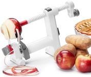 Starfrit Apple Pro Peeler, Corer and Spiralizer - Easily Peels All Types of Apples and Potato Shapes - Spring Loaded Arm Adapts to Various Shapes - Bonus Spiralizer Function