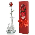 BANBERRY DESIGNS Red Rose in Swan Vase with a Box of Long Steam Roses - Affordable Set