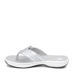 Clarks Womens Breeze Sea Sandals Flip-Flops, Silver Silver Synthetic, 8 US