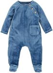 Mud Pie Unisex Baby Sleeper, Blue Velour