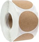 1.5” Natural Brown Kraft Stickers (500 Per Roll) - Round Blank Stickers , Self-Adhesive Handmade Jar Labels for Store Owners, Crafts, Organizing, Jar, and Canning Labels, Price Tags