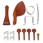 Wood 4/4 Violin Parts Accessories Set - 4/4 Violin Fittings Of Violin Tailpiece, Violin Endpin, Violin Fine Tuners, Violin Chinrest/Chin Rest, Tail Gut, 4 Tuning Pegs, String (A + String)