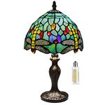 MIAOKE Green Tiffany Table Lamp Stained Glass Table Light, Handmade Desk Bedside Table Night Lamp, Antique Art Craft Gifts Lover Kid Living Room Bedroom Study Bookcase Desk Ligh