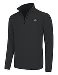 Willit Men's Fleece Golf Pullover Sweaters Quarter-Zip Hiking 1/4 Zip Thermal Jacket Lightweight Black XXL