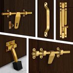 Plantex Stainless Steel Door Kit for Single Door/Door Hardware/Door Accessories (10 inch Al-Drop,8 inch Latch, 8 inch 2 Handles,7 inch Tower Bolt and 4 inch Door Stopper) - (DK-07-PVD Gold)