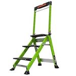 Little Giant 1216-018 Jumbo Step Ladders, 3 Tread, Top Tread Height 660mm, Fibreglass GRP, Folding Steps with Built-in Tool Tray & High Handrail, EN14183