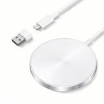Magnetic Wireless Charger, Mag Safe Charger 15W Fast Charging for iPhone 17/16/15/14/13/12 Series and AirPods 4/3/2, Wireless Charging Pad with USB A&C Dual Ports, (White, No Adapter)