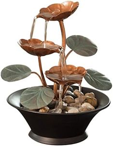 Bits and Pieces - Indoor Water Lily Water Serenity Fountain - Compact & Lightweight Tabletop Decoration
