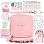 Essential Period Kit for Girls | MultipieYo First Period kit for Girls 10-12 | Period Bags for Teen Girls for School | First Period Gift with Sanitary Pad Storage Bag, Wipes, Period Tracker and More