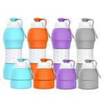 Collapsible Water Bottle Travel Mug 19.6oz/580ML Best Outdoor Sports Travel Accessories Food Grade Silicone Material. [Explosion-Proof] [BPA Free][FDA Approval] (Blue)