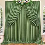 VK Vistook 20x10FT Wrinkle Wrinkle Free Decoration Backdrop Olive Green Curtain Drapes Backdrop Panels Background for Photography Wedding Parties Birthday Anniversary Function 5x10 (4 Panels)