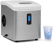 Klarstein Mr. Silver Frost Ice Maker - Ice Machine, 150W, 3.3L Tank, Tasteless Plastic Lining, Pump System, Easy-to-Clean, Low Operating Noise, Backlit LCD Display, Stainless Steel, White
