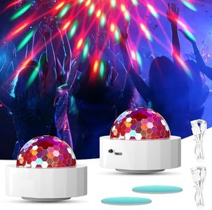 Multi Color Mini Disco Ball Light - 2Pcs Portable Sound Activated DJ Lights, USB Rechargeable LED Disco Lights for Parties, Kids, Bar, Car, Halloween, Christmas