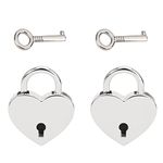 VerRich 2Pcs Silver Heart Shaped Padlock, Mini Lock with Key for Handbag,Jewelry Box, Storage Box, Diary Book