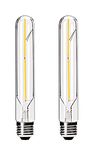 CITRA 4W T185 LED Bulb 3000K Warm White Tubular Edison Light E26 Medium Base 400LM,Clear Glass Cover, 7.3in(185mm), 2-Pack