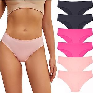 OJCNBV Seamless Underwear for Women No Show Panties Invisibles Briefs Soft Stretch Bikini Underwears 6 Pack, 6 Pack-multicoloured-c, X-Large