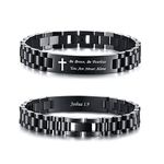 VNOX Personalized Religious Jewelry-Engraved Inspirational Christian Faith Bible Verse Quote Wristbands Elegant Link Bracelet Encouragement Gift,Cassic Watch Band Strap Design, 8.2 inches, Stainless