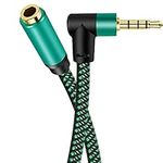 OVGCYG Audio Mic Extension Cable,90 Degree TRRS 3.5mm Aux Headphone Extender 4-Pole Jack Plug Extension Lead Stereo Male to Female Braided Cord for Headset,Laptop,Phone,Car and More (3M)