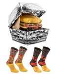 Rainbow Socks - Men Women Funny Burger Socks Box - 2 Pairs - Size UK 7,5-11 EU 41-46