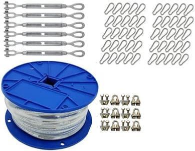 X-Heavy Duty Indoor/Outdoor Cable Kit for Baseball Softball Batting Cage Net with 1/4" turnbuckles, 1/4" cable clamps, and zinc snap clips (Cable Kit for Up To 55' Long Cage With 6 Turnbuckles)