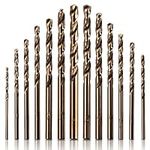 5% Cobalt Drill Bit Set, M35 High Speed Steel Twist Drill Bits 135 Degree Split Point for Stainless Steel, Cast Iron, Hard Metal, Plastic and Wood(13Pcs)